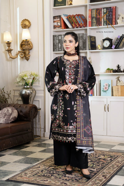 Noir Blossom 3PC Kinza Nadeem