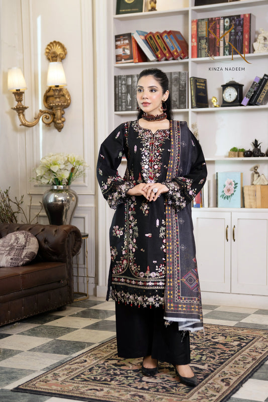 Noir Blossom 3PC Kinza Nadeem
