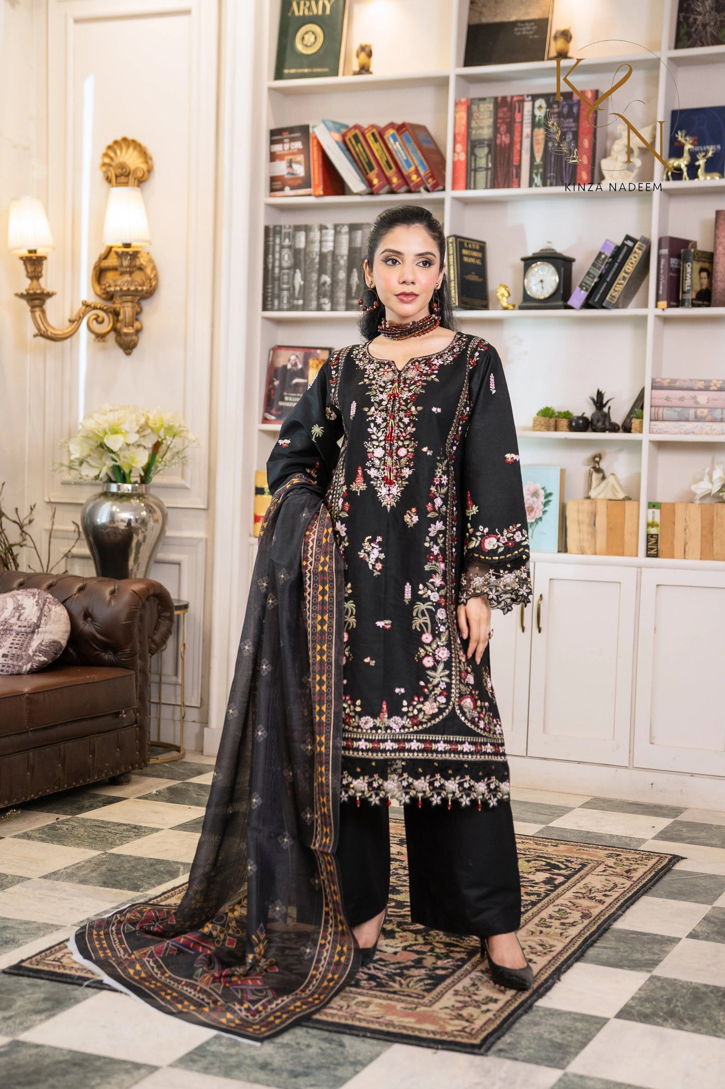 Noir Blossom 3PC Kinza Nadeem