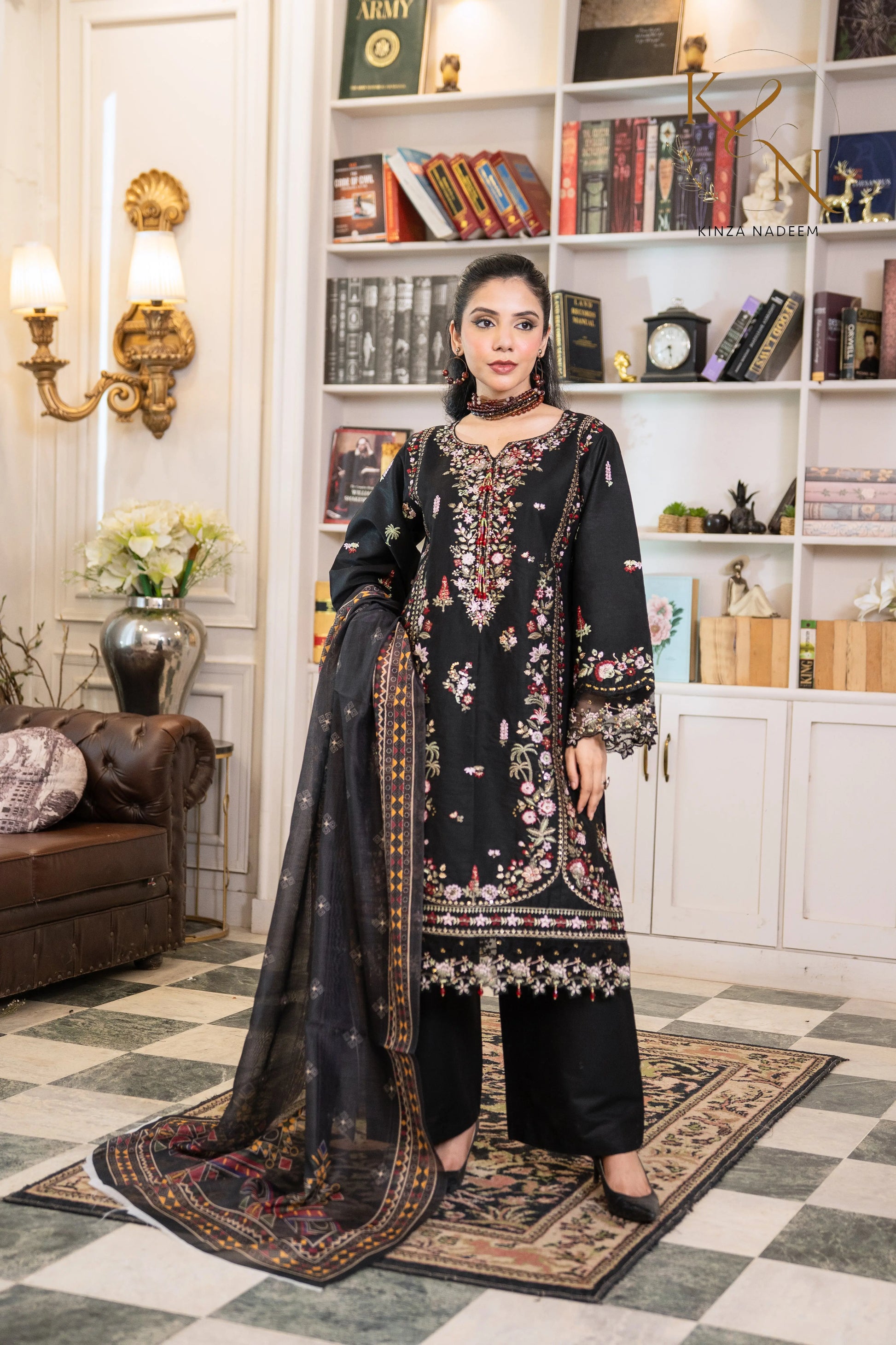 Noir Blossom 3PC Kinza Nadeem