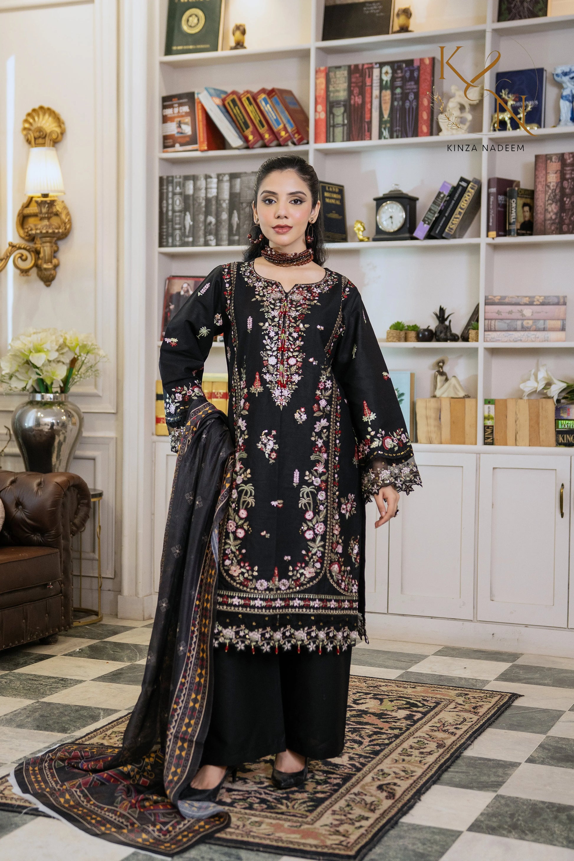 Noir Blossom 3PC Kinza Nadeem