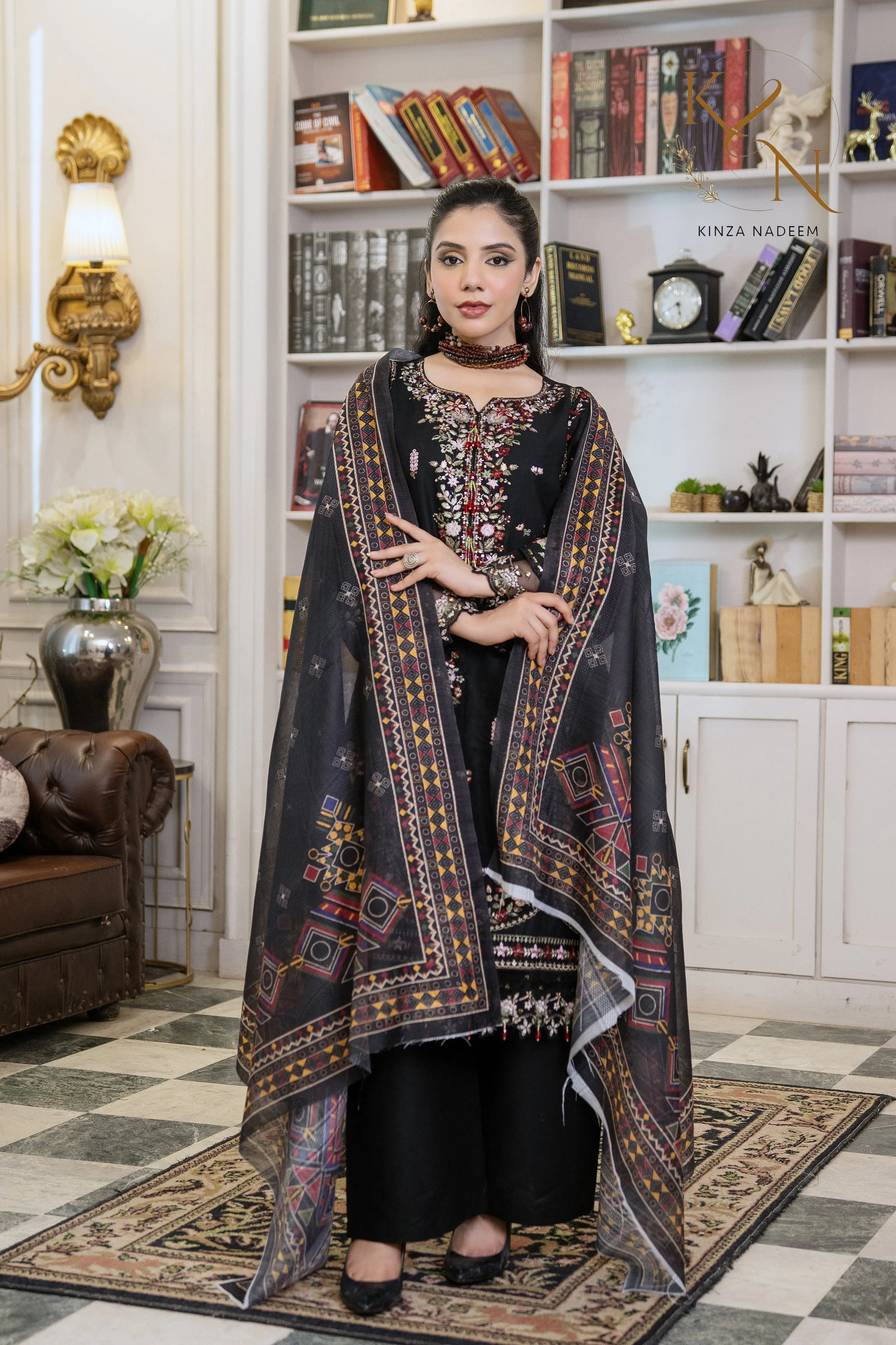 Noir Blossom 3PC Kinza Nadeem