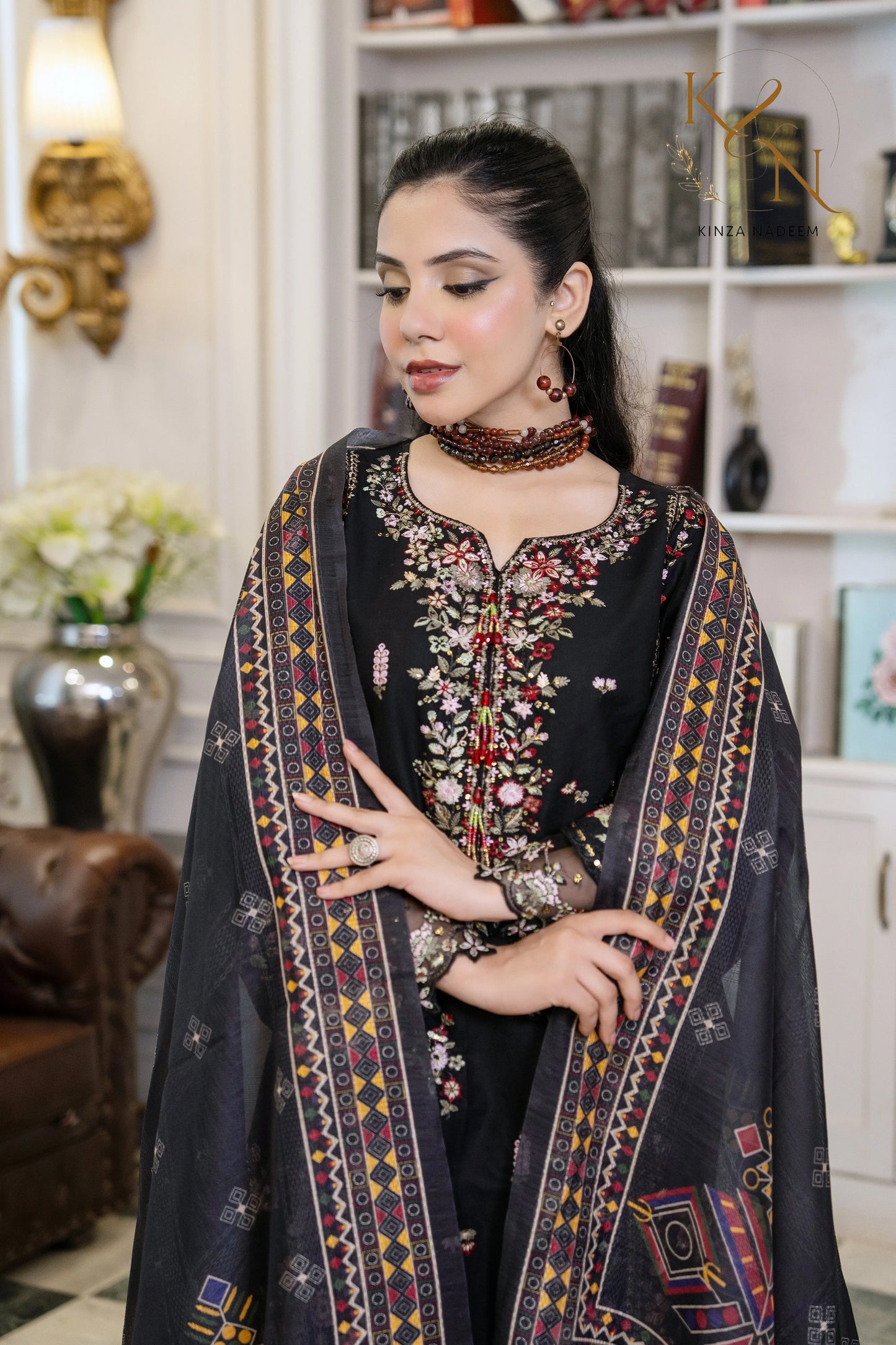 Noir Blossom 3PC Kinza Nadeem